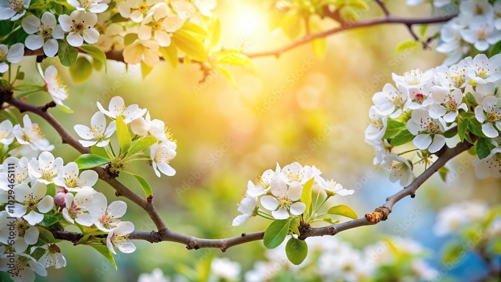 Obraz premium Spring seasonal background with blooming pear tree branches
