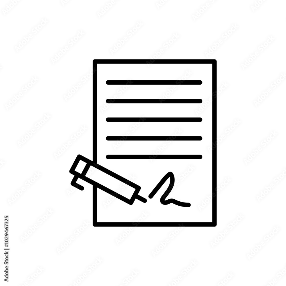 Signed document icon Thin line art isolated Signed document icon Thin line art isolated