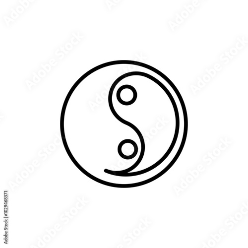 Yin yang icon Thin line art isolated