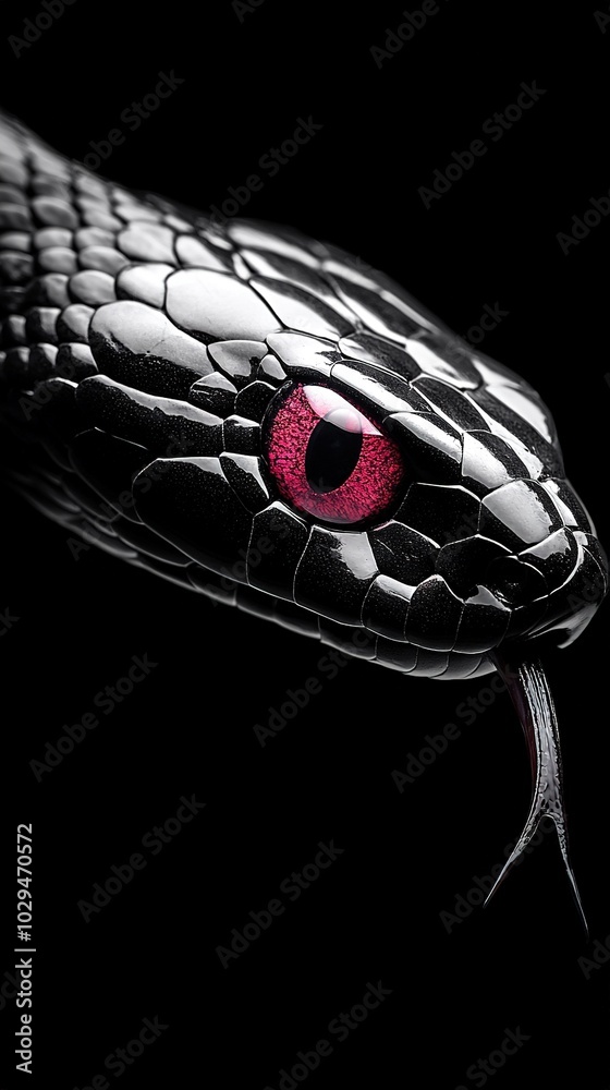 Fototapeta premium Close-up of a snake's head with a red eye in its midst