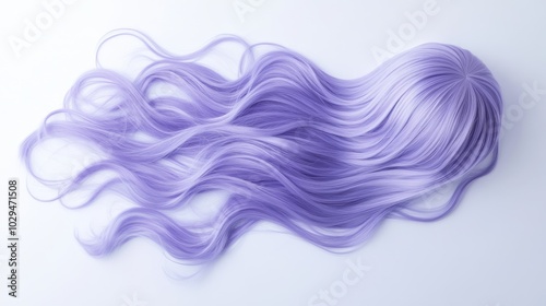 Purple Wavy Hair Extension Isolated on White.