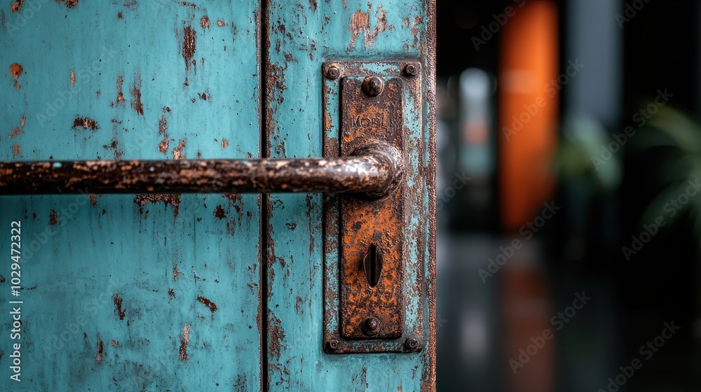 A detailed close-up of a rustic turquoise door featuring an antique handle and weathered texture, beautifully capturing the essence of vintage charm and history. A detailed close-up of a rustic turquoise door featuring an antique handle and weathered texture, beautifully capturing the essence of vintage charm and history.