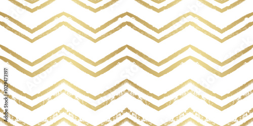 Golden Christmas vector pattern. Hand drawn chevron gold foil print. Shining stripes seamless zigzag background