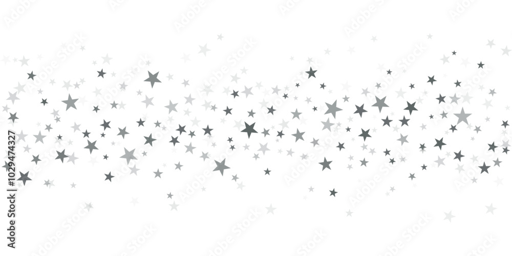 Silver stars vector background, sparkling Christmas confetti falling magic shining sparkles, flying stars glitter border Silver stars vector background, sparkling Christmas confetti falling magic shining sparkles, flying stars glitter border
