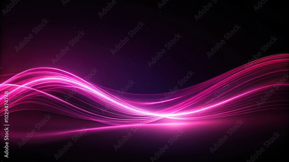 Naklejka premium Stylish and minimalist dark background with glowing pink wave