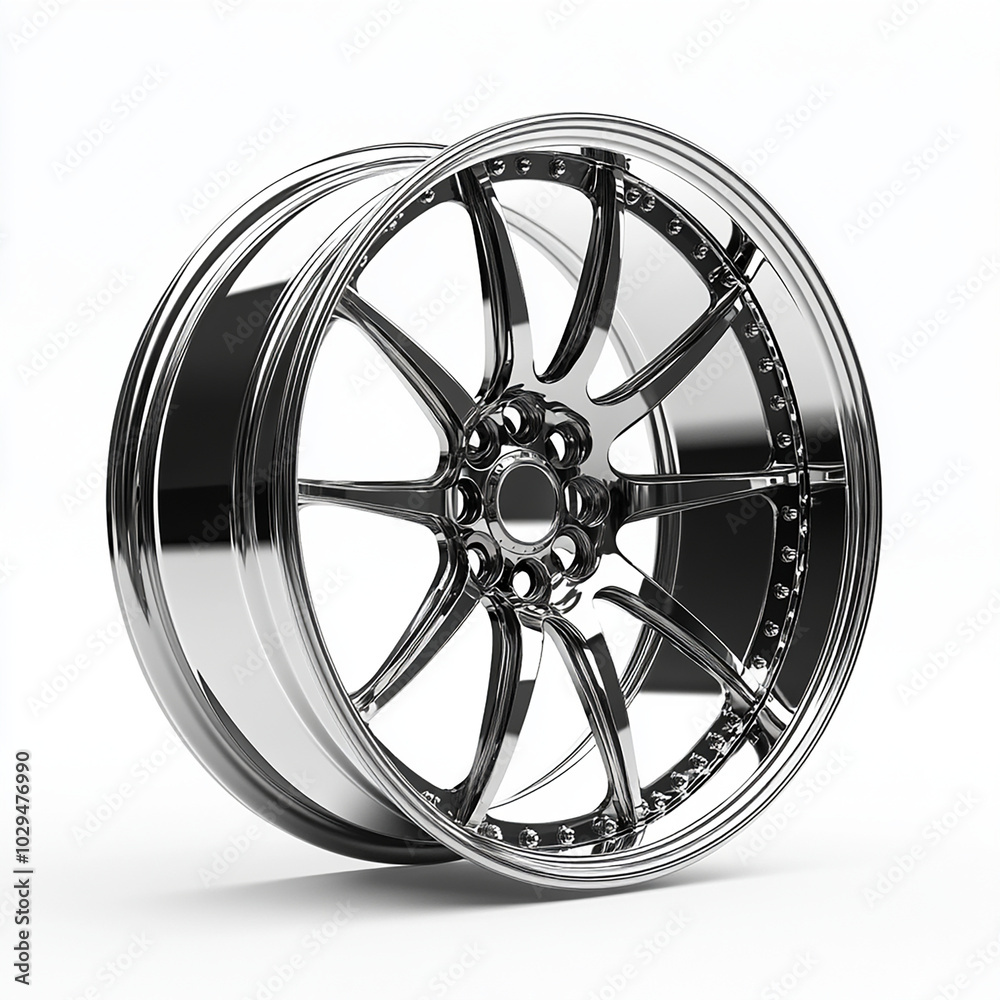 Obraz premium chrome hubcap for car. white background