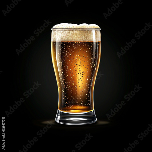 glass of beer isolated on black