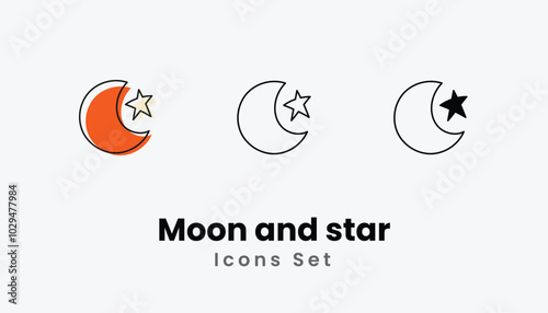 Moon and star hand draw doodle icons vector set stock illustration