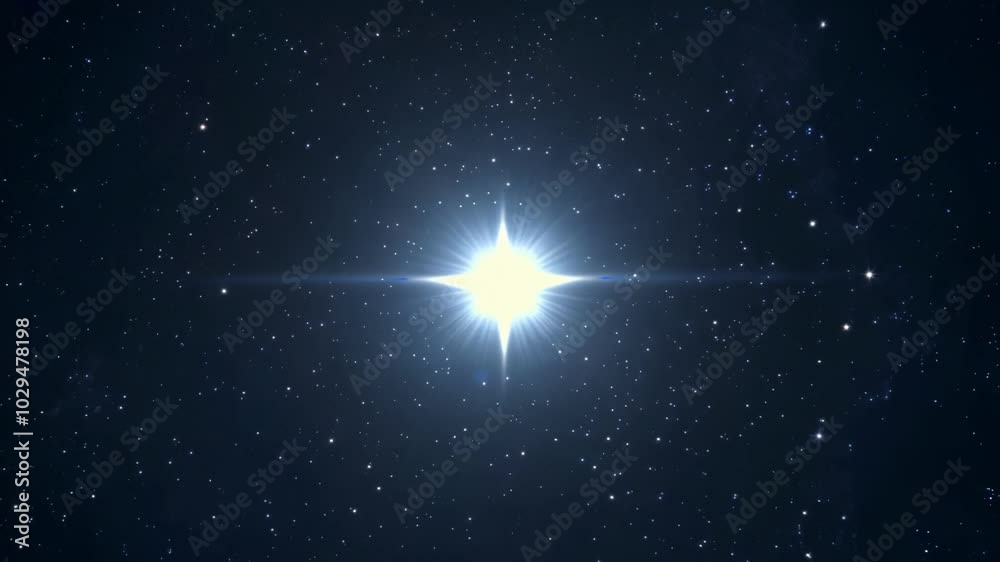 Bright star shines in a dark night sky with many smaller stars, creating a stunning celestial display twinkling in the vast universe Bright star shines in a dark night sky with many smaller stars, creating a stunning celestial display twinkling in the vast universe