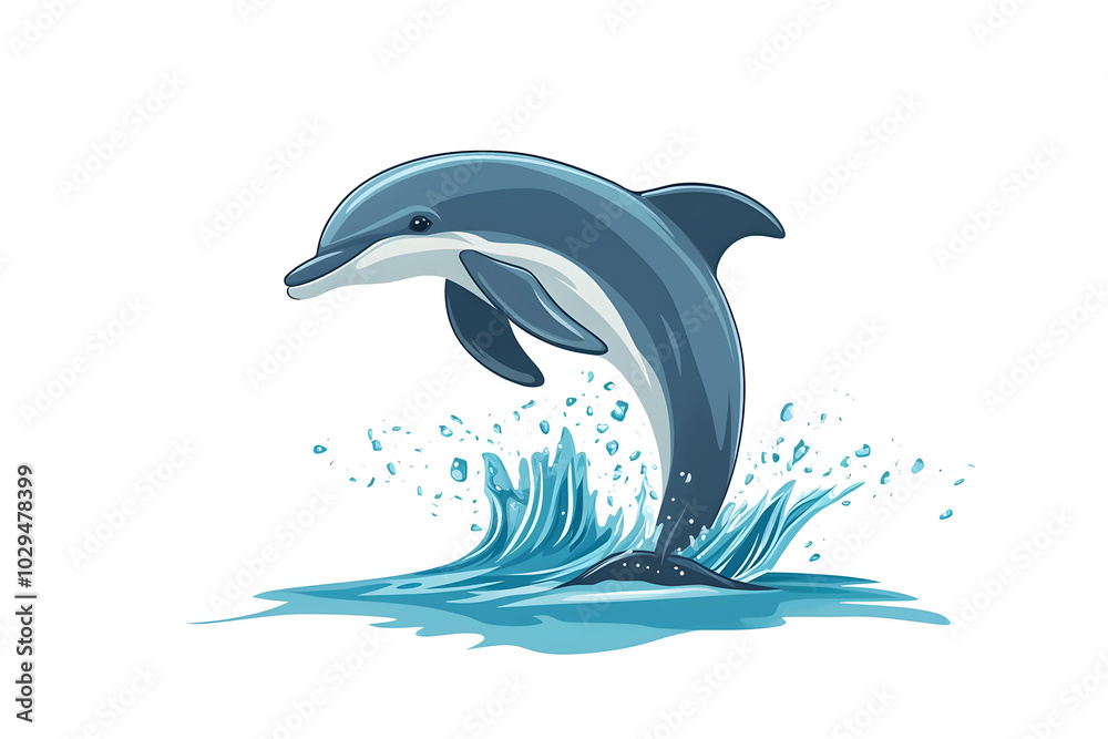 Obraz premium a dolphin jumping out of the water, creating a splash, isolated on a white background