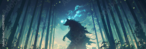 Wallpaper Mural Mysterious Yokai in a Misty Bamboo Forest: Anime Art Torontodigital.ca