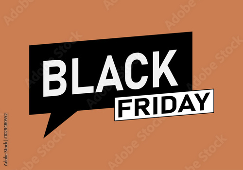 Cartel de black friday en bocadillo negro sobre fondo naranja