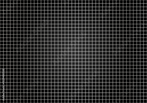 Fondo de cuadrícula de trazo gris metálico en fondo negro