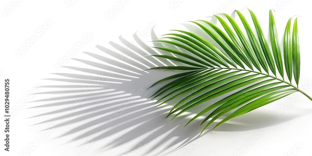 Obraz premium Palm leaf shadow on white background close-up