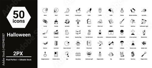 Halloween hand draw doodle icons set vector stock illustration
