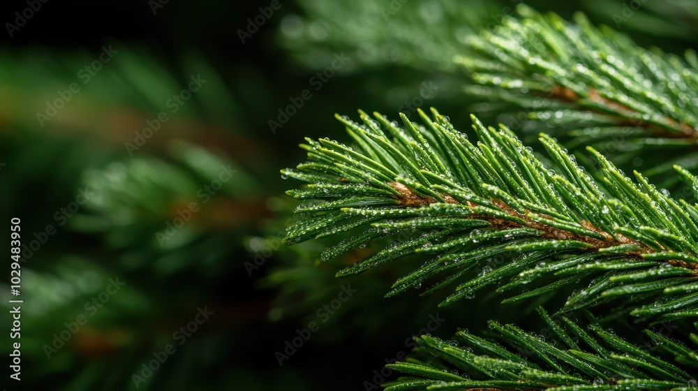A close-up image of vibrant evergreen needles covered in morning dew, highlighting the lush greenery and freshness of the natural environment in pristine detail. A close-up image of vibrant evergreen needles covered in morning dew, highlighting the lush greenery and freshness of the natural environment in pristine detail.