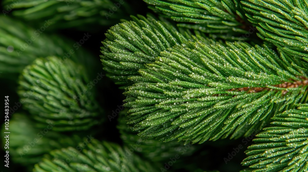 An eye-catching image of a fresh pine branch glistening with sparkling dew drops, showcasing the vibrant lushness and serene beauty of nature in pristine form. An eye-catching image of a fresh pine branch glistening with sparkling dew drops, showcasing the vibrant lushness and serene beauty of nature in pristine form.
