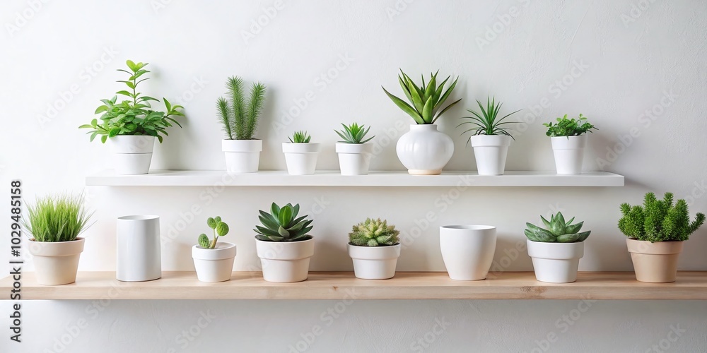Minimalist White Shelf with Potted Plants and Containers for Home Decor Inspiration Minimalist White Shelf with Potted Plants and Containers for Home Decor Inspiration
