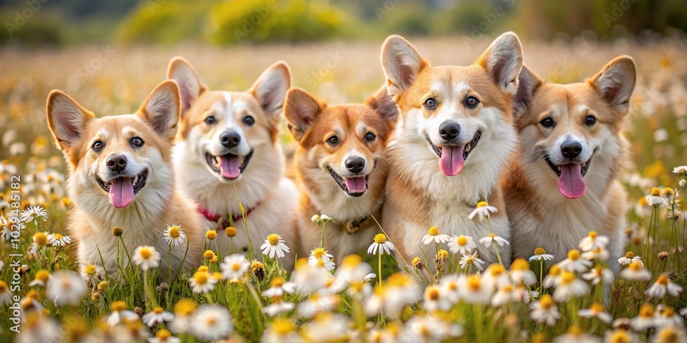 Playful corgis frolicking Playful corgis frolicking