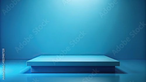 Theoretical geometric blue platform background for item introduction