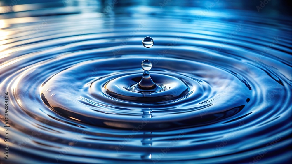 Tilted angle natural background with water surface featuring ripples and textures caused by water drops Tilted angle natural background with water surface featuring ripples and textures caused by water drops