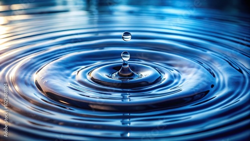 Tilted angle natural background with water surface featuring ripples and textures caused by water drops