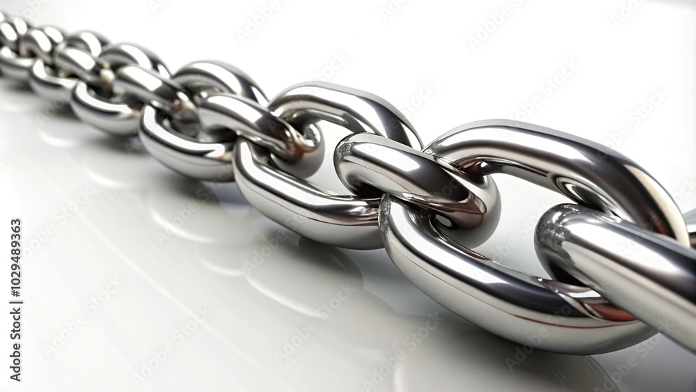 Fototapeta premium Polished steel chain on white background