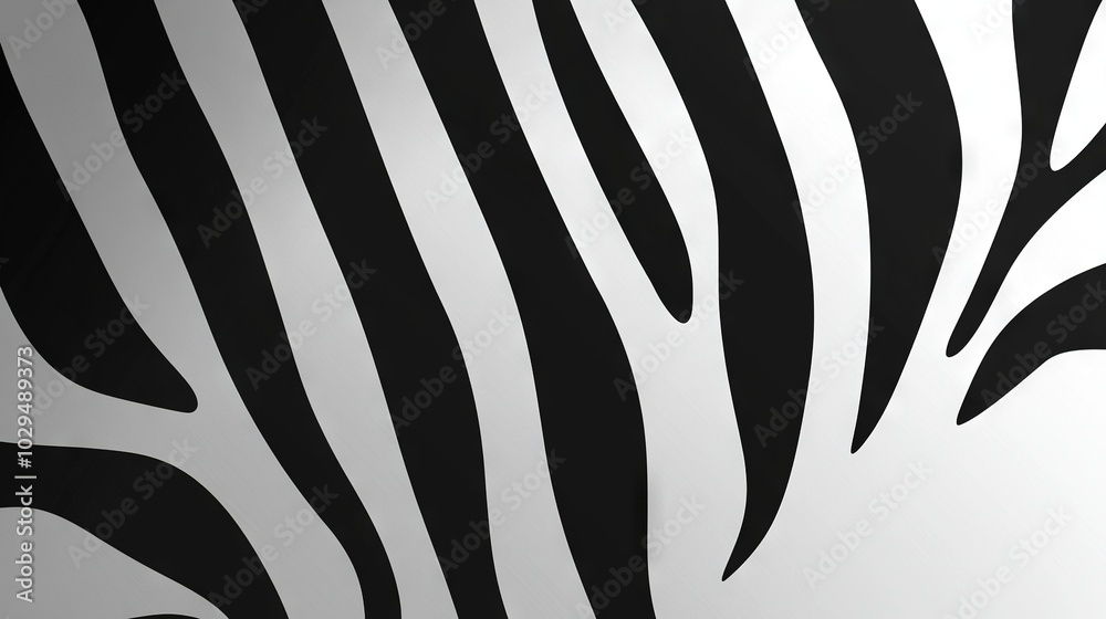 Fototapeta premium Zebra stripes close-up on white wall, black and white background