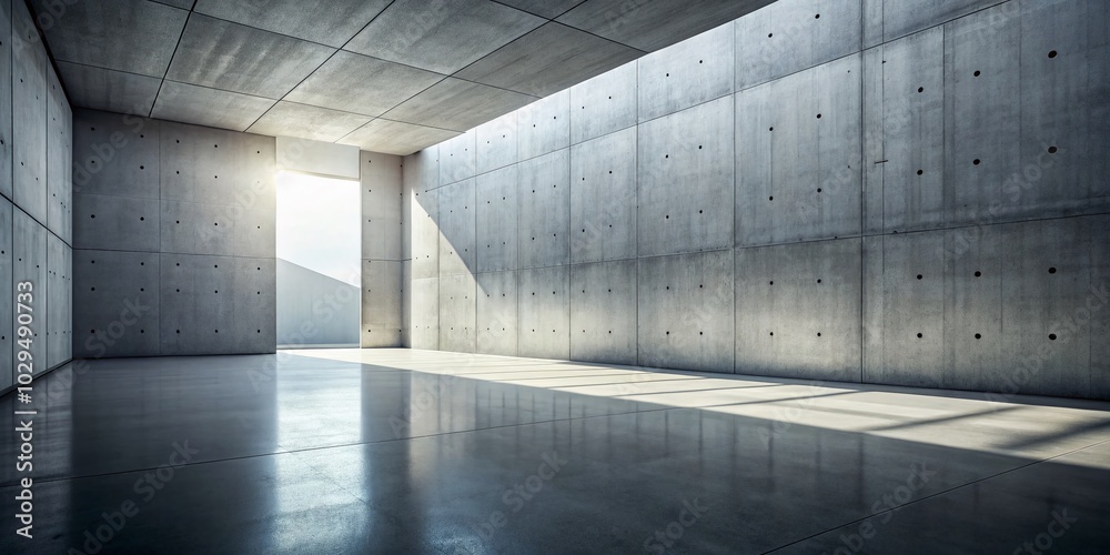 Obraz premium Modern Industrial Space with Concrete Wall and Floor for Architectural Photography