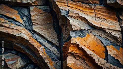 rock texture, layered pattern, stone, nature, formation, cracks, close-up, minerals, soil, inclusions, geology.