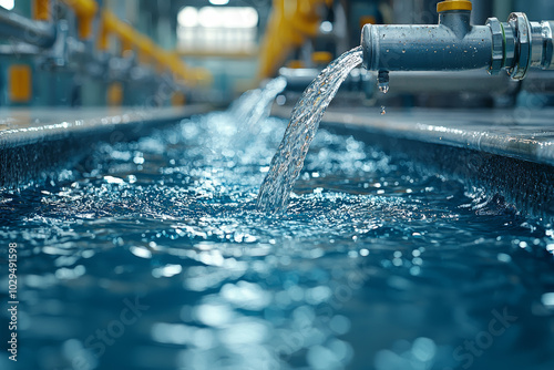 A company monitoring its water usage and implementing conservation measures, symbolizing responsible resource management. Concept of water conservation.
