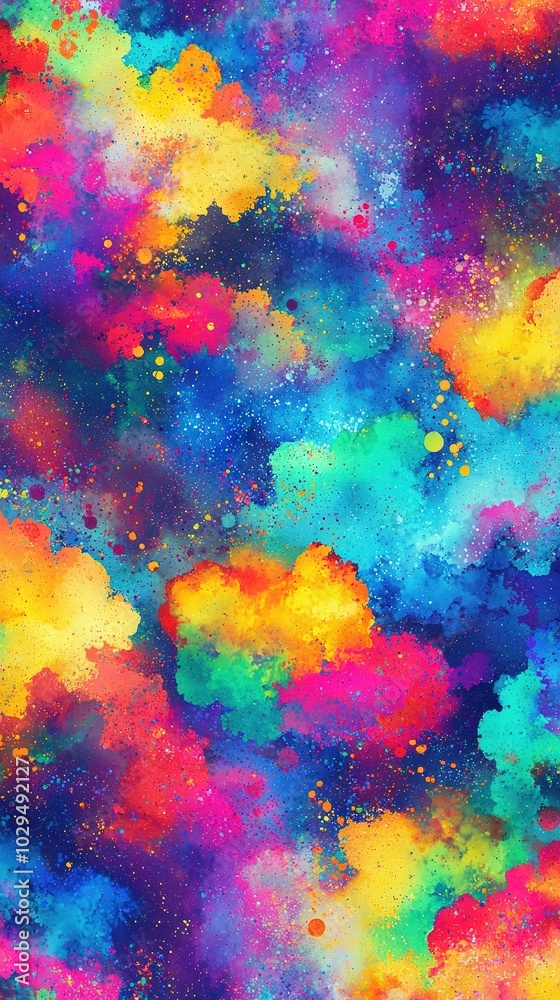 A vibrant background featuring numerous splatters of paint at the bottom and side A vibrant background featuring numerous splatters of paint at the bottom and side