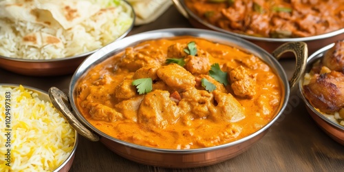 Delicious Indian food with Rice and Curries