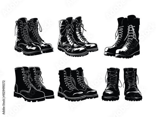 Military Boots Silhouettes | Veterans Day Tribute Design
