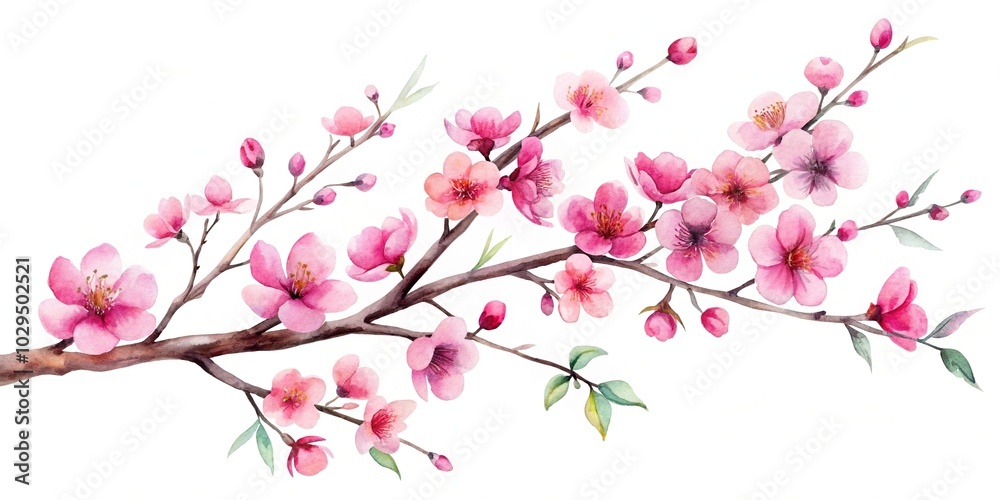 watercolor painting of pink flower branch silhouette watercolor painting of pink flower branch silhouette