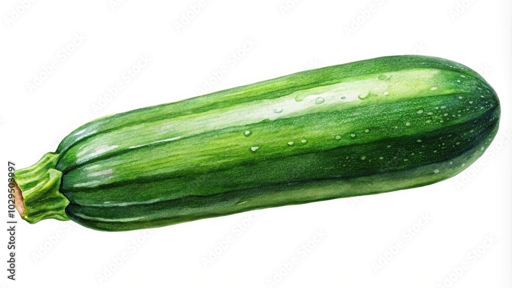 watercolor zucchini illustration on white background watercolor zucchini illustration on white background