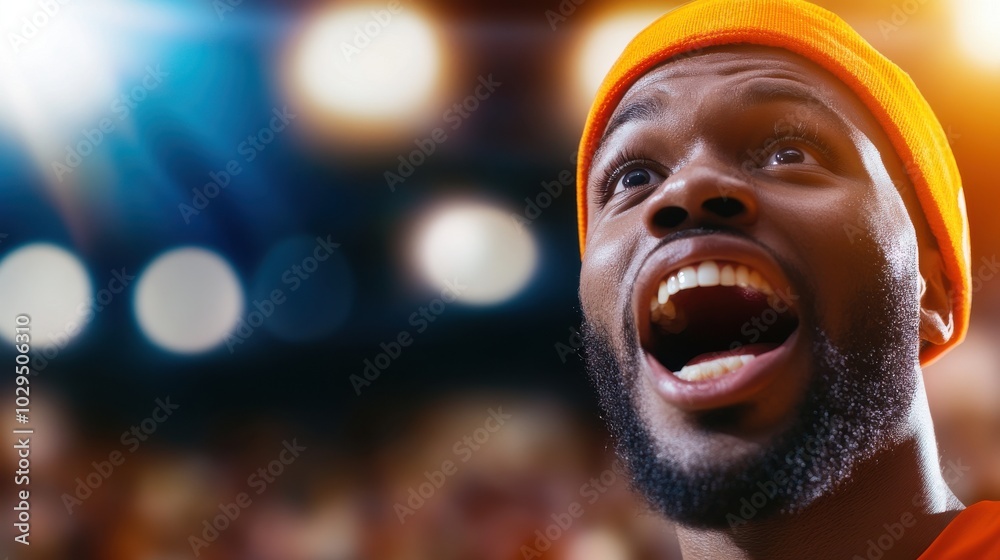 Excited Professional Player Celebrating in Arena Excited Professional Player Celebrating in Arena