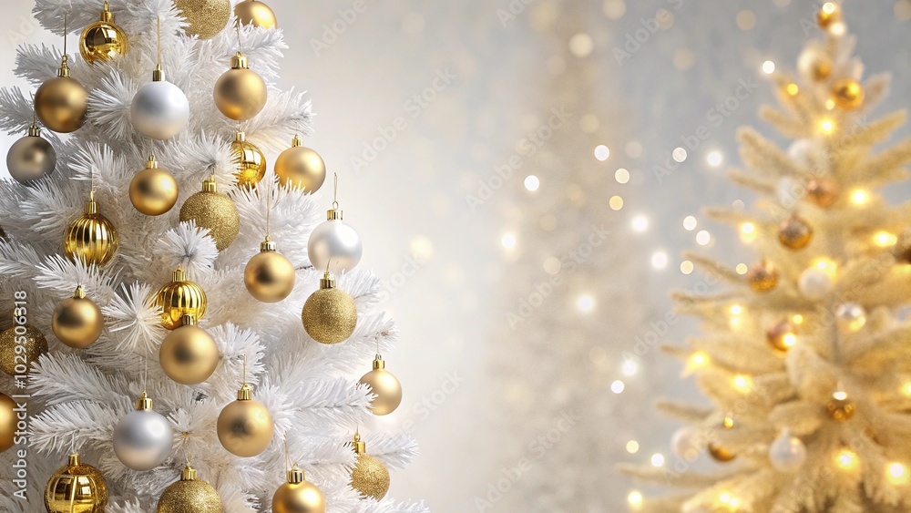 White and gold Christmas tree decoration White and gold Christmas tree decoration