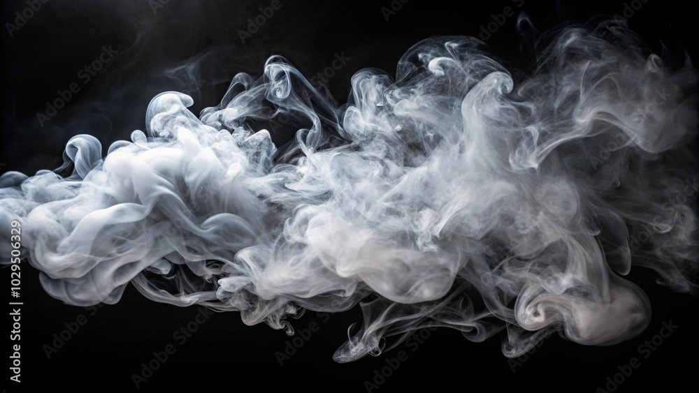 Fototapeta premium White and grey smoke floating in air on dark background