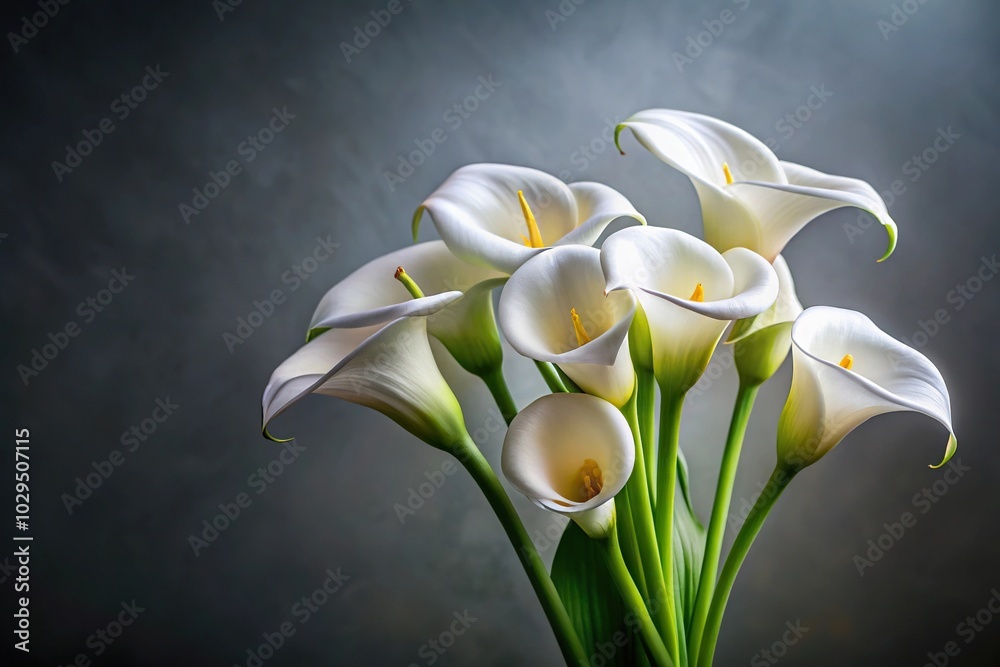Fototapeta premium White calla lilies on a condolence background