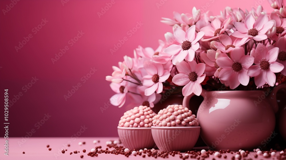 mother's day chocolate's pink background with copy space. mother's day chocolate's pink background with copy space.