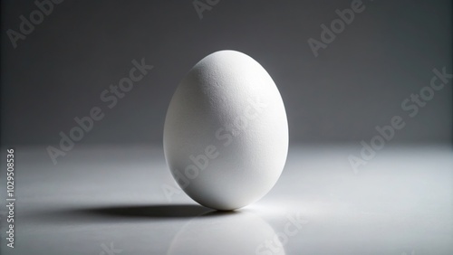 White egg on grey background