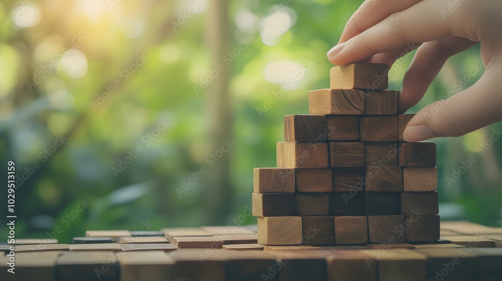 Hand stack woods block step on table with icon business strategy and Action plan. business investment and development concept.
Hand stack woods block step on table with icon business strategy and Action plan. business investment and development concept.