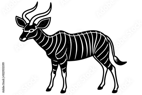 Drawing of a Nyala silhouette black vector art illustration photo