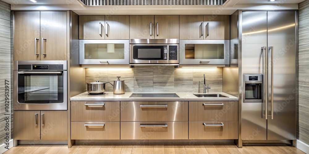 Modern kitchen with built-in microwave Modern kitchen with built-in microwave