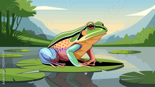 Frog against an isolated background, showcasing its detailed skin and vibrant hues in a simple, uncluttered environment.