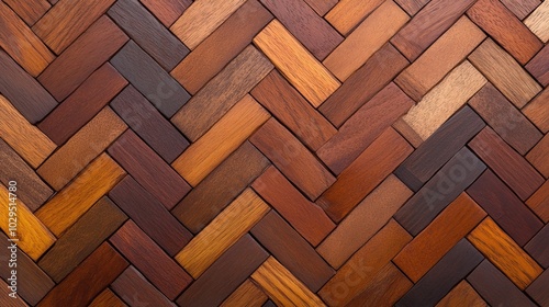 Herringbone Wooden Parquet Texture in Rich Brown Tones, Geometric Pattern for Flooring, Interior Design, and Architectural Backgrounds, High-Resolution Detail and Minimalistic Composition photo