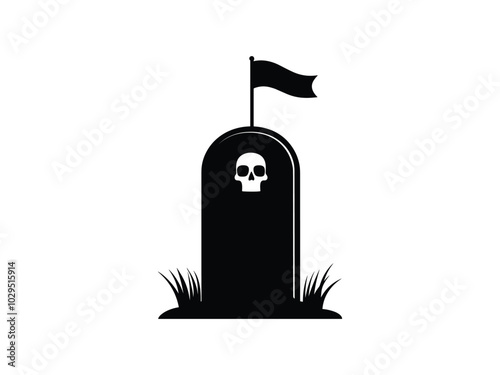 Veterans Day Tombstone with Flag Silhouette Design