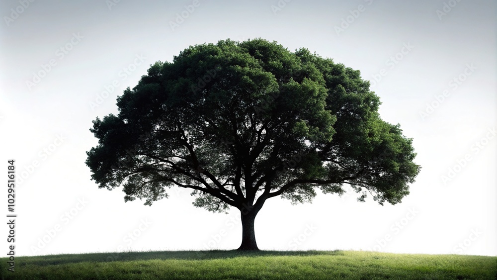 Obraz premium Wide-angle tree isolated die cut on white background with clipping path