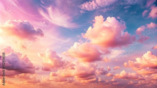 wide-angle sky and clouds in pink pastel colors whimsical looking